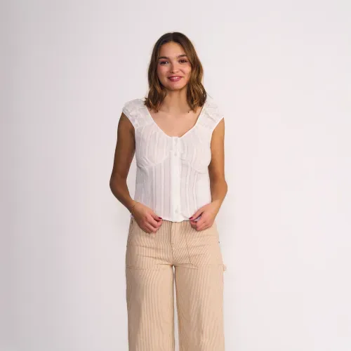 Blusa Pure Nature Semi Manga Abullonada