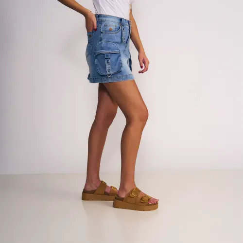 Falda Denim Bolsillos Cargo