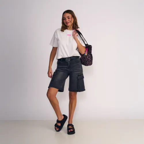 Short Denim Tipo Cargo Bermuda