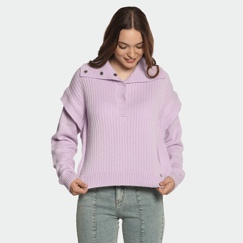 Tejido Maxi Cuello Efecto Hombreras