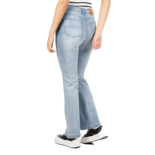 Jeans Britney Pfit Light Blue Detalles Strass Pasadores y Bolsillos