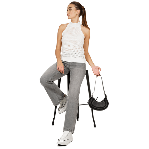 Jeans Britney Pfit Light Gray Desgaste en Bolsillos y Basta