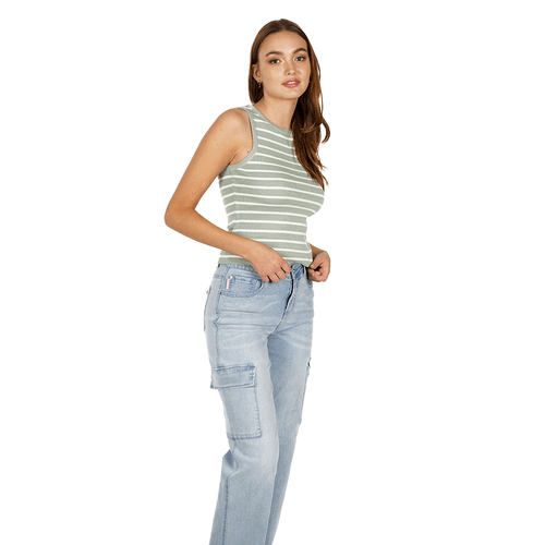 Polera Sin Mangas Essentials Knitwear Stripes Verde