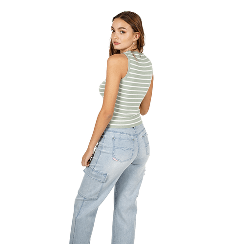 Polera Sin Mangas Essentials Knitwear Stripes Verde