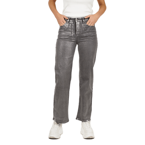 Jeans Wide Leg Light Gray Glossy
