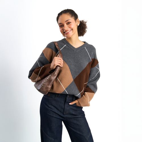 Sweater Il Gioco Regular Cuello En V Rombos