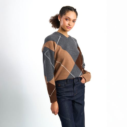 Sweater Il Gioco Regular Cuello En V Rombos