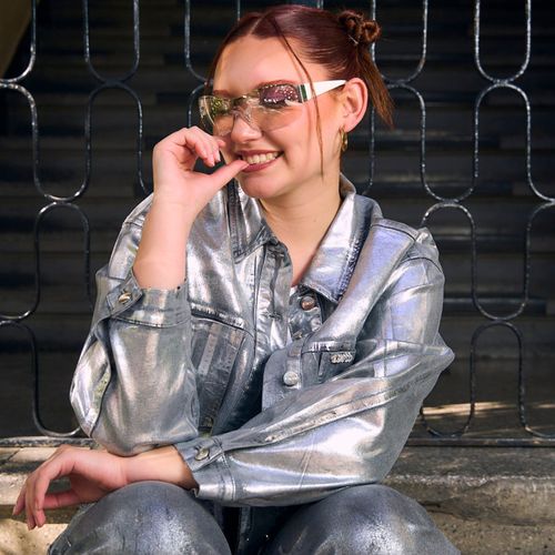 Chaqueta Denim Glossy Silver Effect